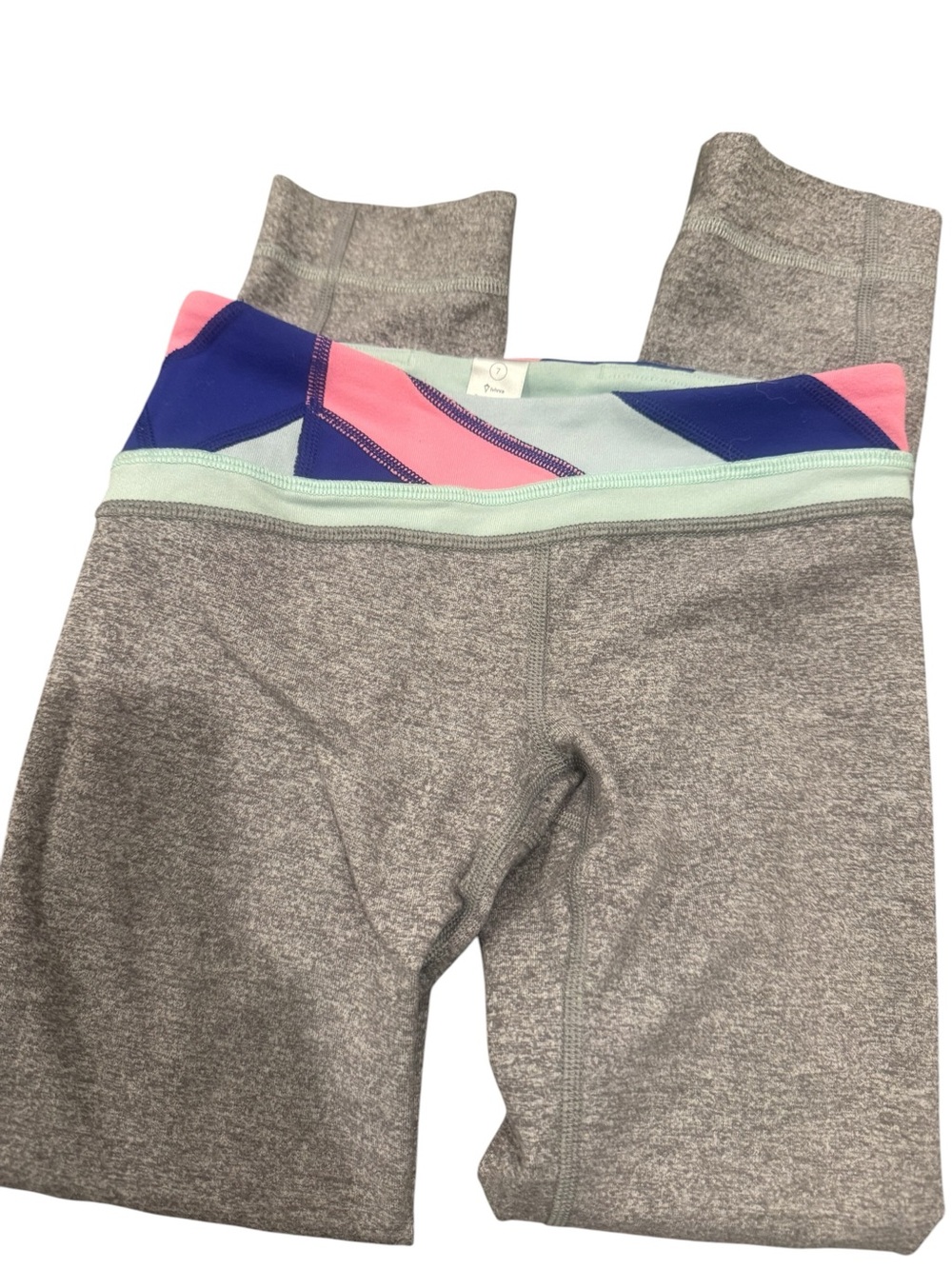 Ivivva Gray Leggings with Pink, Blue & Mint Waistband
